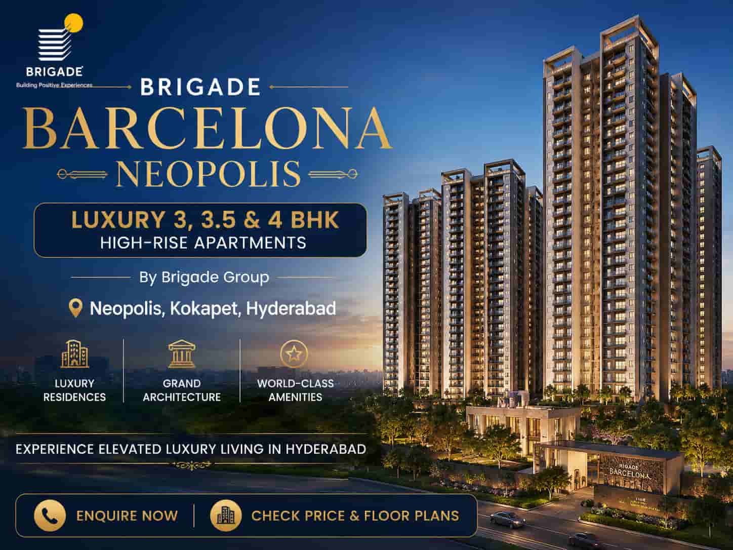 Brigade Barcelona luxury residential project in Kokapet, Hyderabad