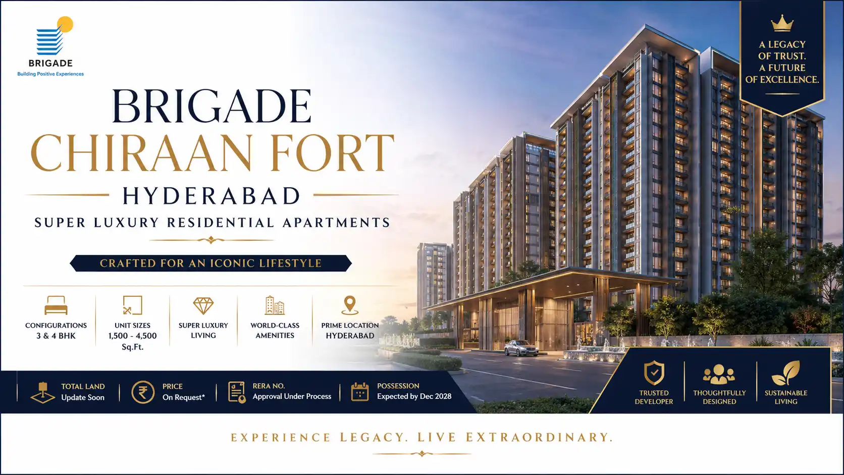 Super luxury apartment towers at Brigade Chiraan Fort  with modern architecture