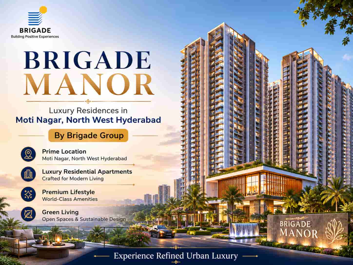 Luxury residential project Brigade Manor in Moti Nagar Hyderabad