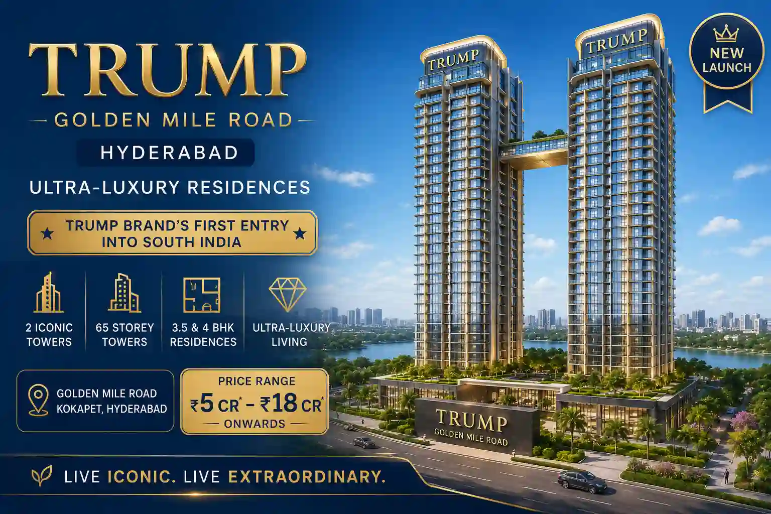 Trump Golden Mile Road ultra luxury residences in Kokapet Hyderabad