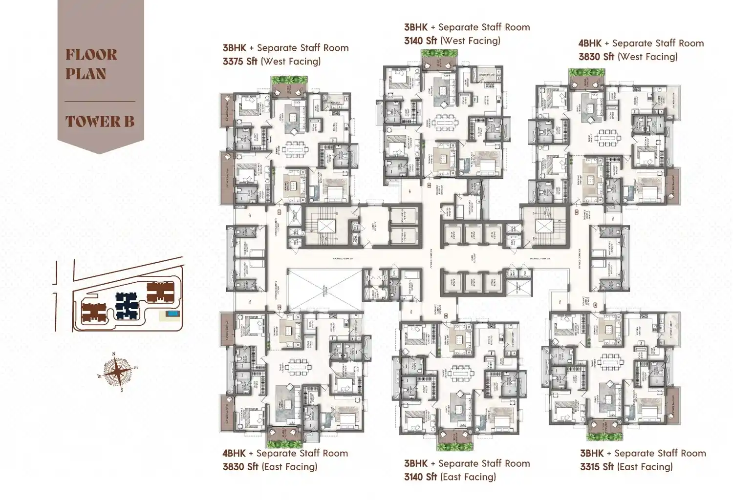 2 BHK floor plan at Poulomi Avante