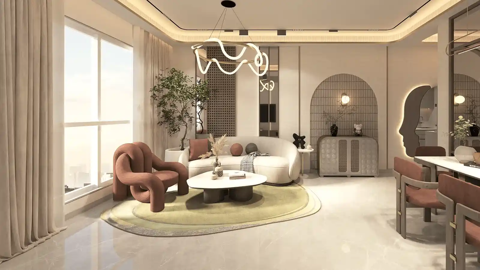 Spacious living room at Poulomi Avante