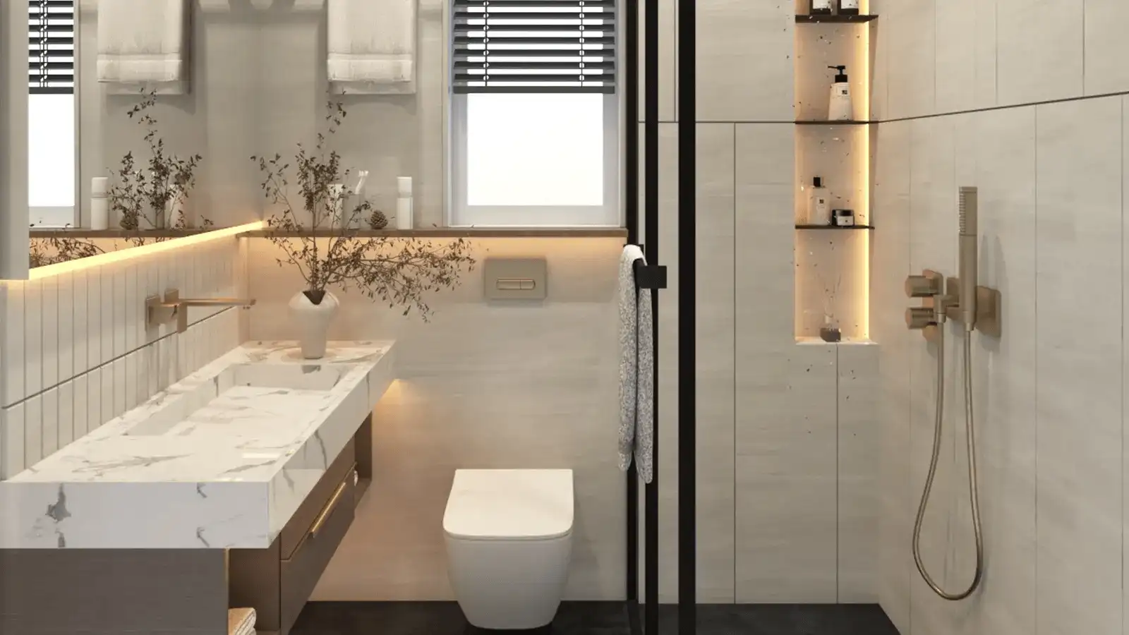 Modern bathroom design at Poulomi Avante