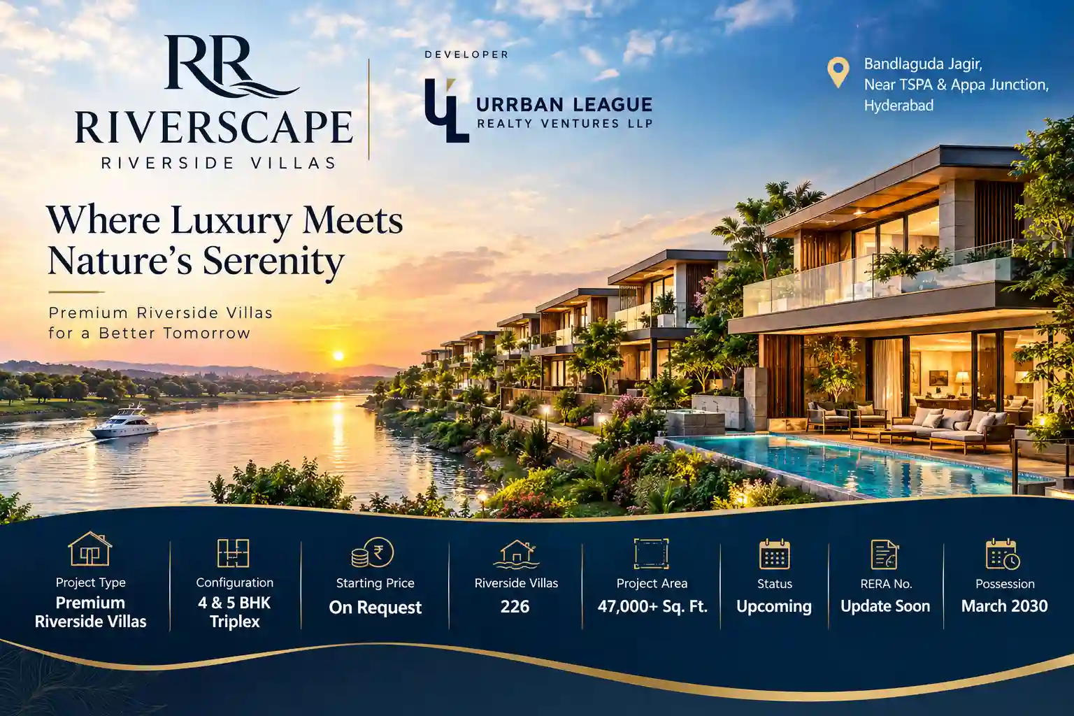 Premium riverside villas at RR Riverscape with green surroundings